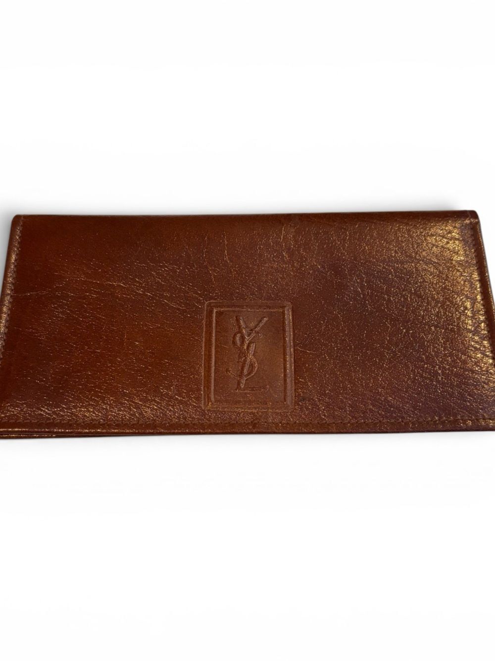 Yves Saint Laurent Vintage Chestnut Brown Leather Envelope Wallet - Picture 2 of 4